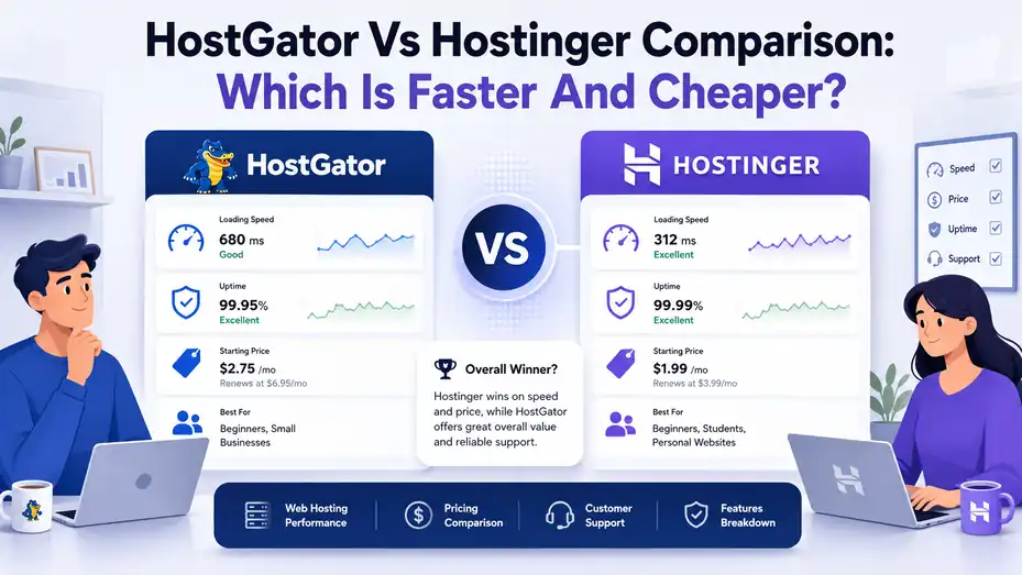 An informative illustration about HostGator Vs Hostinger Comparison: Which Is Faster And Cheaper?