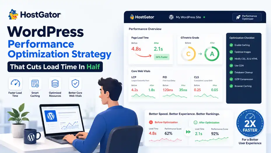 An informative illustration about HostGator WordPress Performance Optimization Strategy That Cuts Load Time In Half