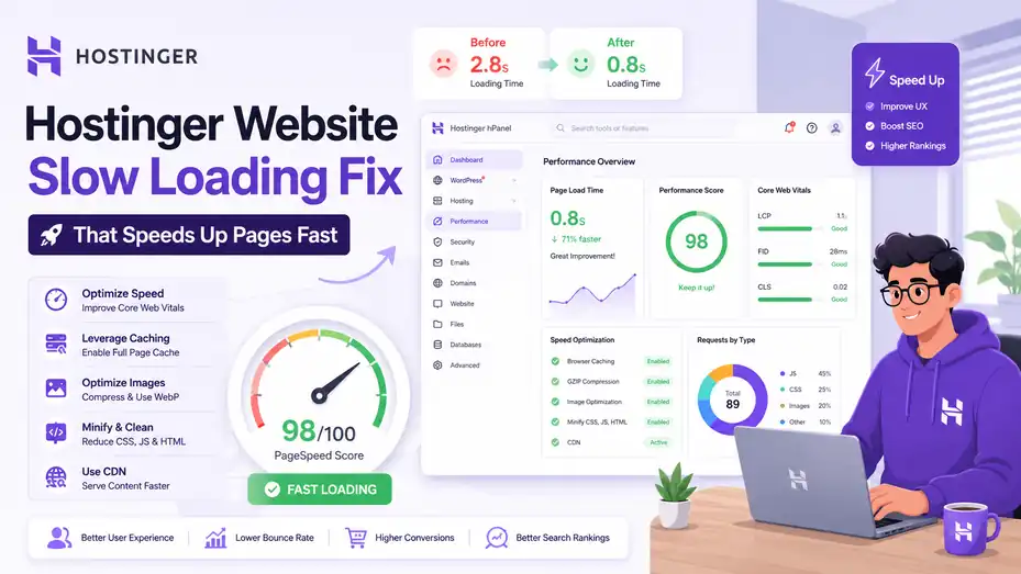 An informative illustration about Hostinger Website Slow Loading Fix That Speeds Up Pages Fast