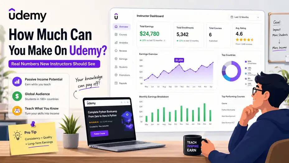 An informative illustration about How Much Can You Make On Udemy Real Numbers New Instructors Should See
