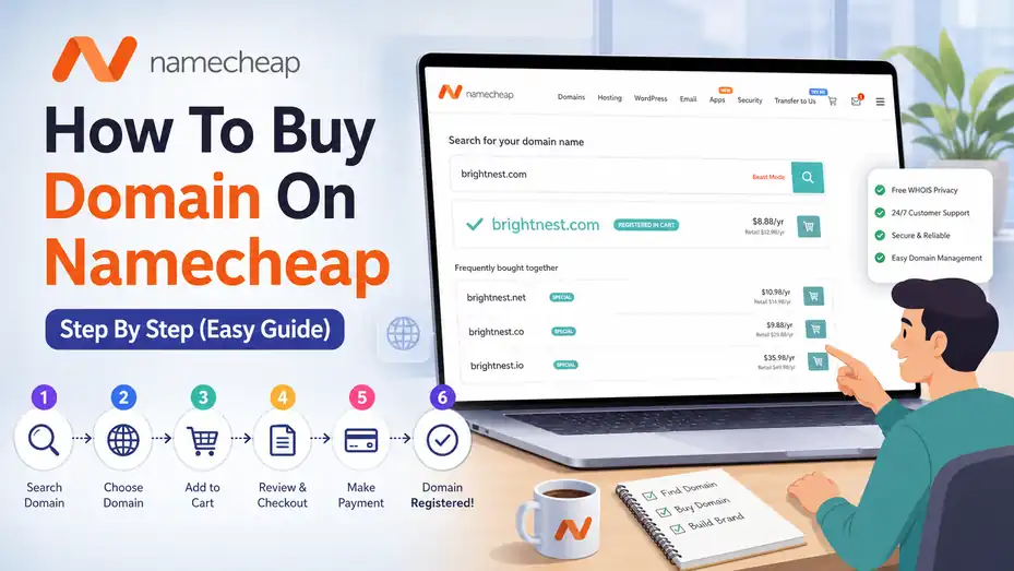 An informative illustration about How To Buy Domain On Namecheap Step By Step (Easy Guide)