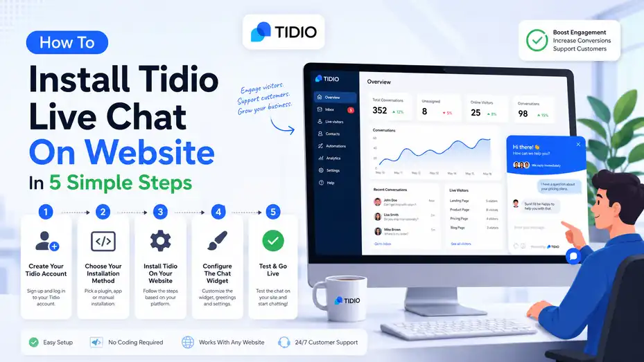 An informative illustration about How To Install Tidio Live Chat On Website In 5 Simple Steps