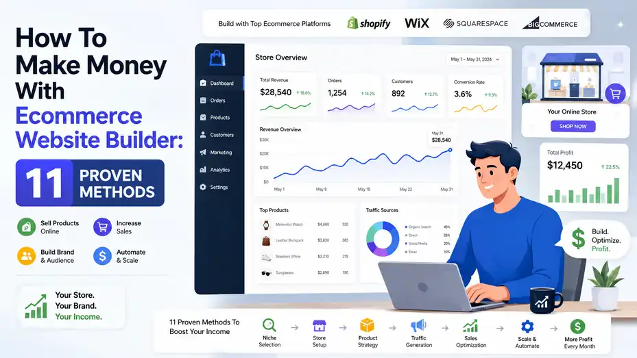 An informative illustration about How To Make Money With Ecommerce Website Builder: 11 Proven Methods