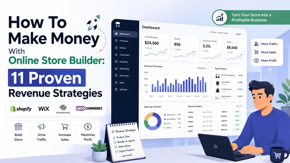 An informative illustration about How To Make Money With Online Store Builder: 11 Proven Revenue Strategies