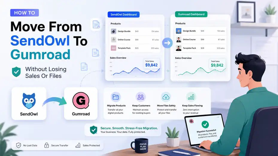 An informative illustration about How To Move From SendOwl To Gumroad Without Losing Sales Or Files
