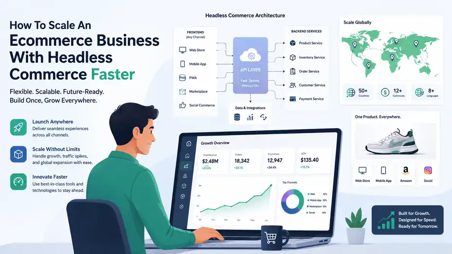 An informative illustration about How To Scale An Ecommerce Business With Headless Commerce Faster