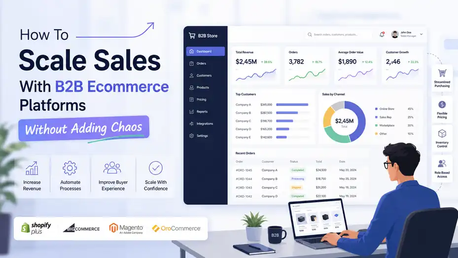 An informative illustration about How To Scale Sales With B2B Ecommerce Platforms Without Adding Chaos