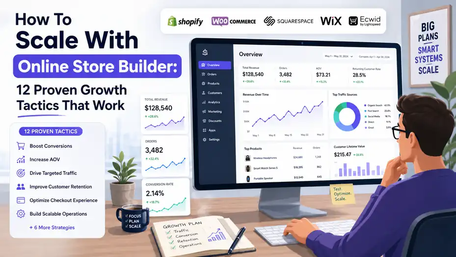 An informative illustration about How To Scale With Online Store Builder 12 Proven Growth Tactics That Work