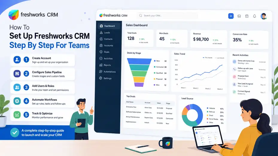 An informative illustration about How To Set Up Freshworks CRM Step By Step For Teams