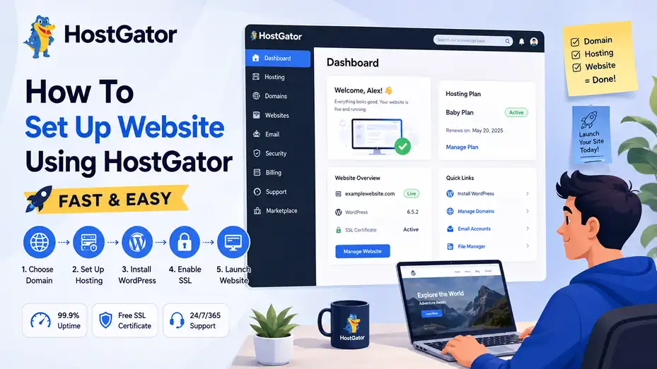 An informative illustration about How To Set Up Website Using HostGator (Fast & Easy)