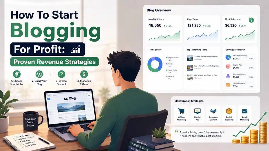 An informative illustration about How To Start Blogging For Profit: Proven Revenue Strategies