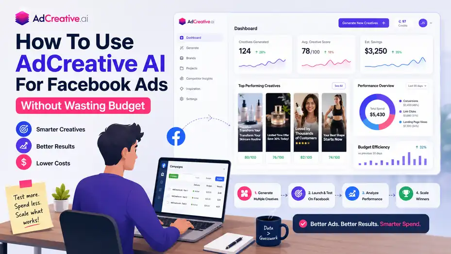 An informative illustration about How To Use AdCreative AI For Facebook Ads Without Wasting Budget
