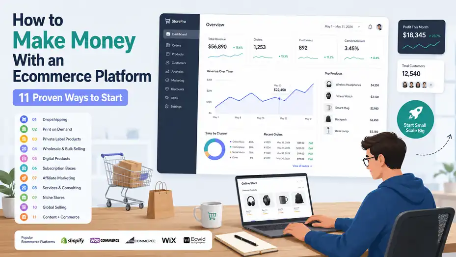 An informative illustration about How to Make Money With an Ecommerce Platform 11 Proven Ways to Start