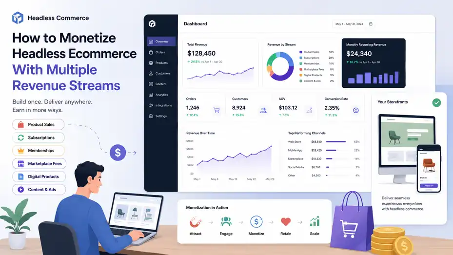 An informative illustration about How to Monetize Headless Ecommerce Websites With Multiple Revenue Streams