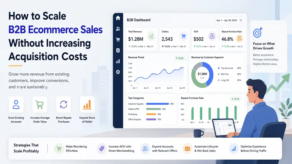 An informative illustration about How to Scale B2B Ecommerce Sales Without Increasing Acquisition Costs