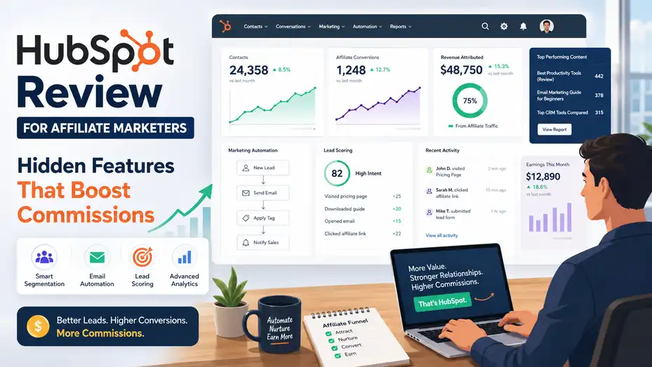 An informative illustration about HubSpot Review for Affiliate Marketers Hidden Features That Boost Commissions