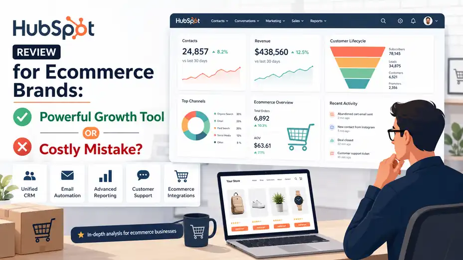 An informative illustration about HubSpot Review for Ecommerce Brands Powerful Growth Tool or Costly Mistake