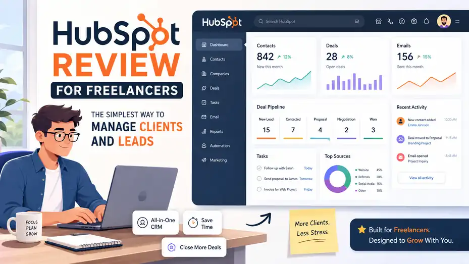 An informative illustration about HubSpot Review for Freelancers The Simplest Way to Manage Clients and Leads