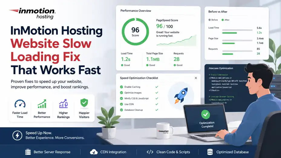 An informative illustration about InMotion Hosting Website Slow Loading Fix That Works Fast