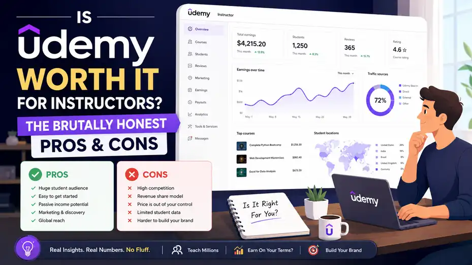 An informative illustration about Is Udemy Worth It For Instructors? The Brutally Honest Pros And Cons