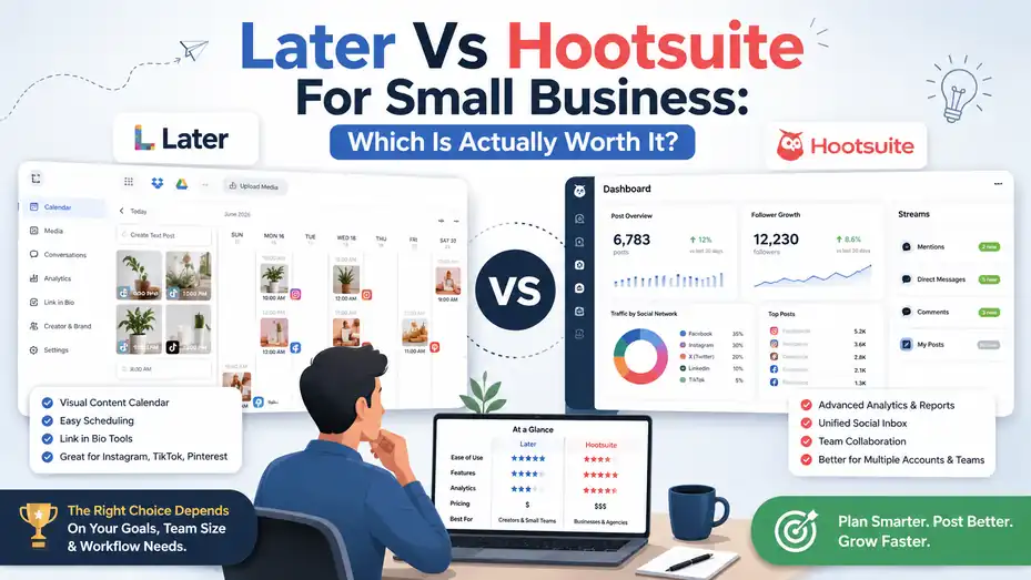An informative illustration about Later Vs Hootsuite For Small Business: Which Is Actually Worth It?