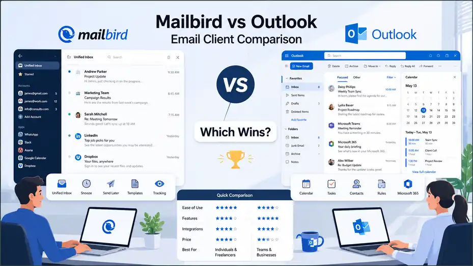 An informative illustration about Mailbird vs Outlook Email Client Comparison: Which Wins?