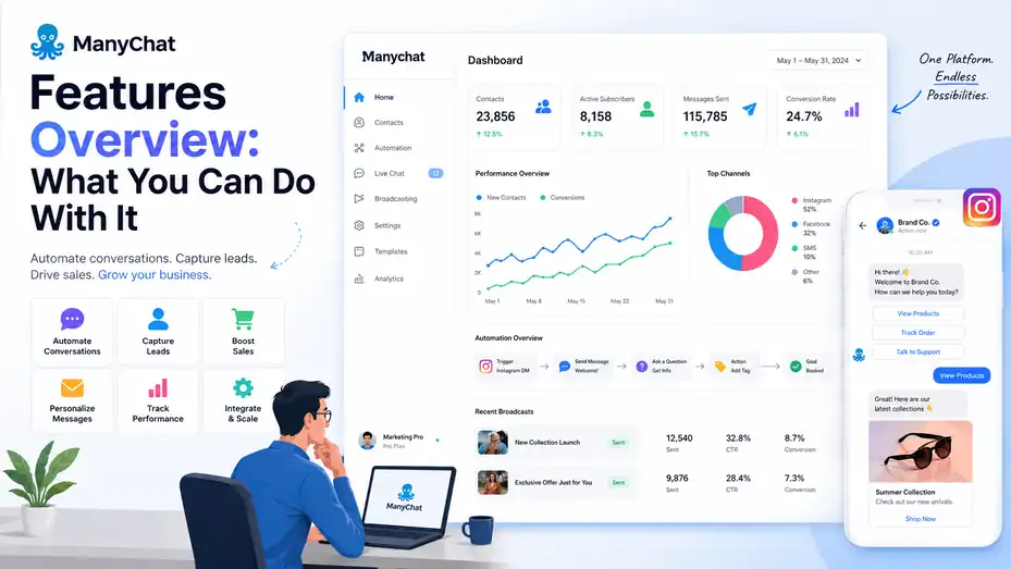 An informative illustration about ManyChat Features Overview: What You Can Do With It