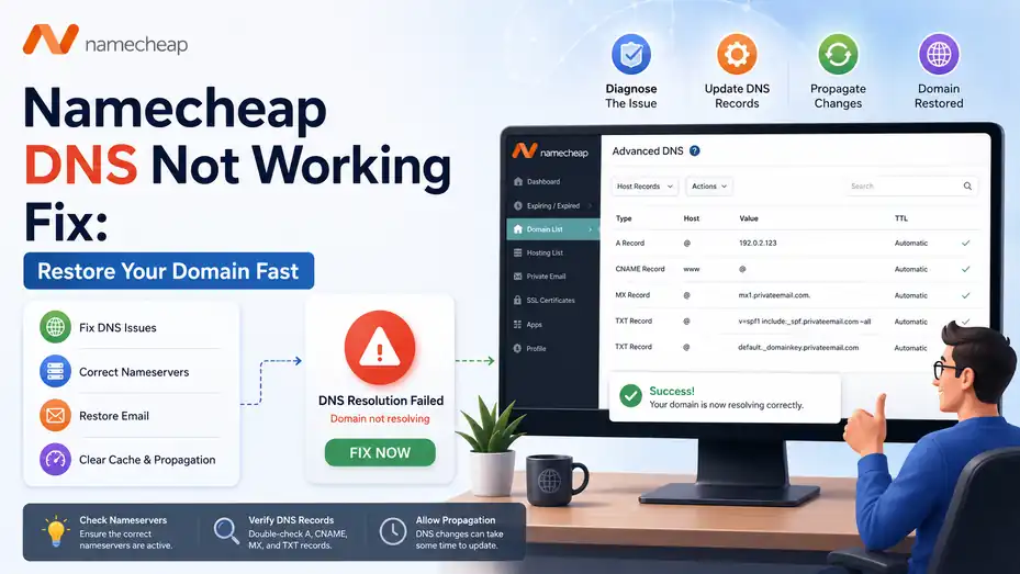 An informative illustration about Namecheap DNS Not Working Fix: Restore Your Domain Fast