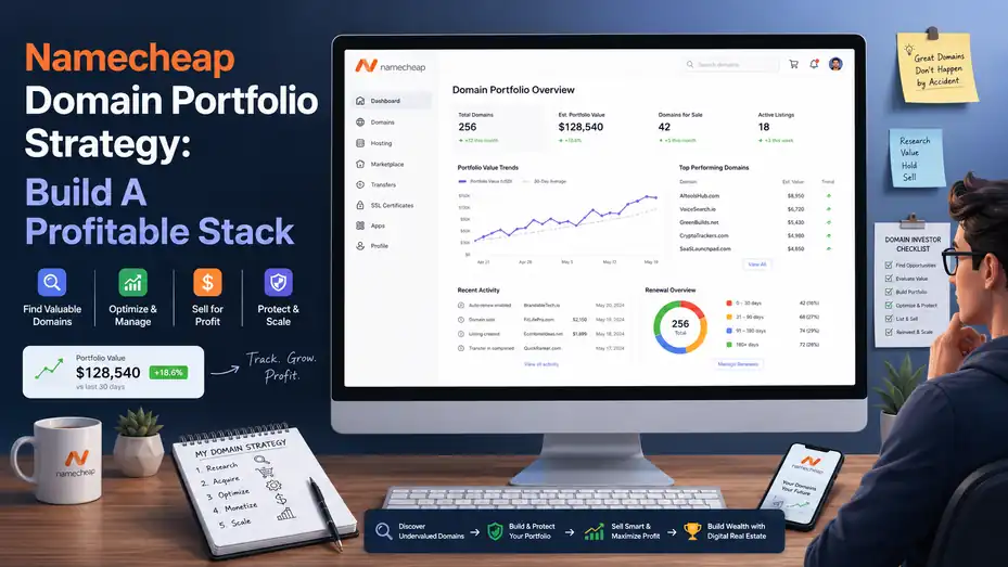 An informative illustration about Namecheap Domain Portfolio Strategy: Build A Profitable Stack