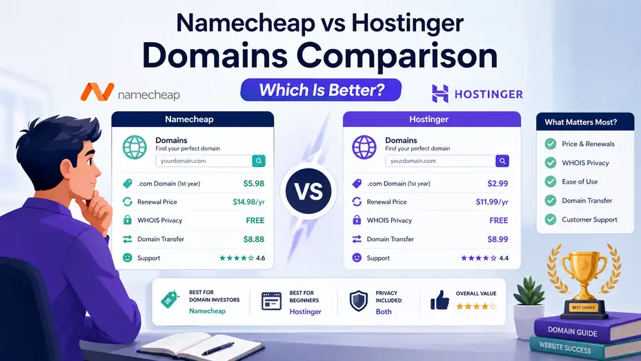 An informative illustration about Namecheap vs Hostinger Domains Comparison Which Is Better