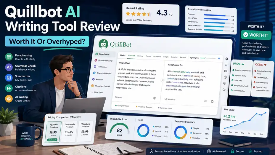An informative illustration about Quillbot AI Writing Tool Review: Worth It Or Overhyped