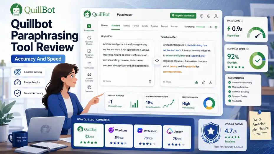 An informative illustration about Quillbot Paraphrasing Tool Review: Accuracy And Speed