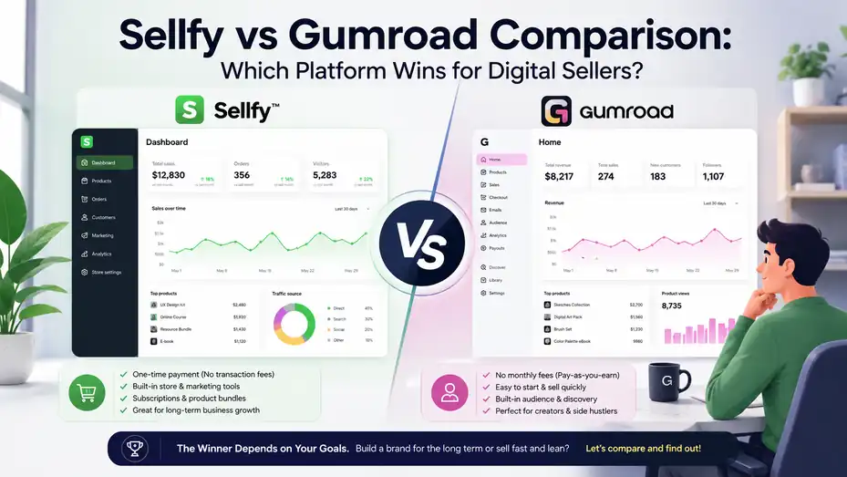 An informative illustration about Sellfy Vs Gumroad Comparison Which Platform Wins for Digital Sellers