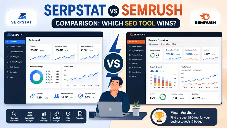 An informative illustration about Serpstat Vs Semrush Comparison: Which SEO Tool Wins?