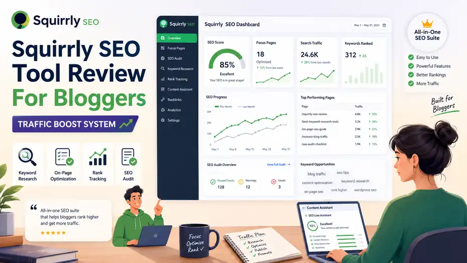 An informative illustration about Squirrly Seo Tool Review For Bloggers Traffic Boost System
