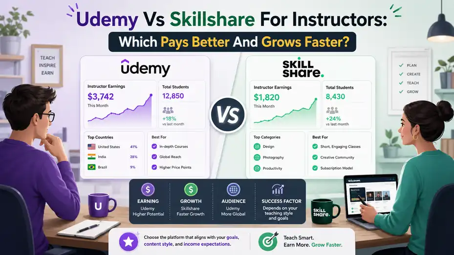 An informative illustration about Udemy Vs Skillshare For Instructors Which Pays Better And Grows Faster