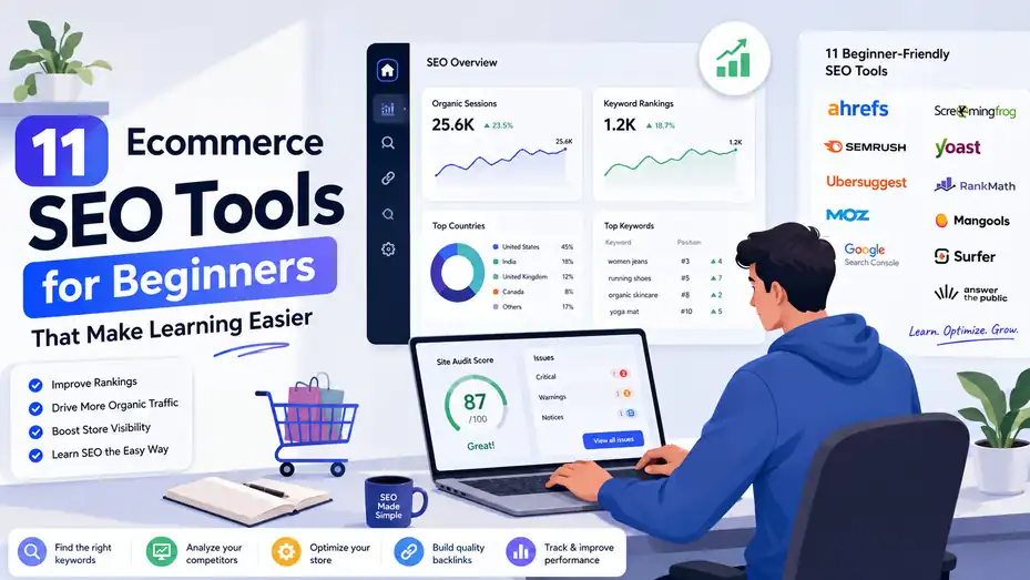An informative illustration about 11 Ecommerce SEO Tools for Beginners That Make Learning Easier