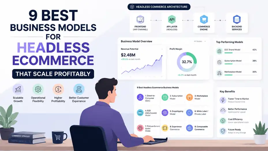 An informative illustration about 9 Best Business Models for Headless Ecommerce That Scale Profitably