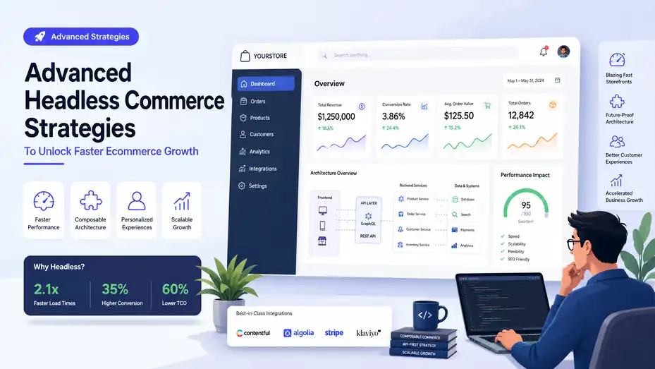 An informative illustration about Advanced Headless Commerce Strategies To Unlock Faster Ecommerce Growth