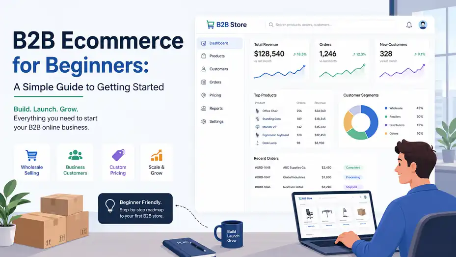 An informative illustration about B2B Ecommerce for Beginners: A Simple Guide to Getting Started