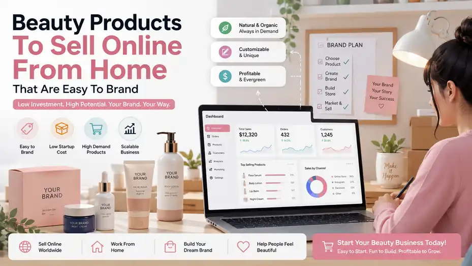 An informative illustration about Beauty Products To Sell Online From Home That Are Easy To Brand