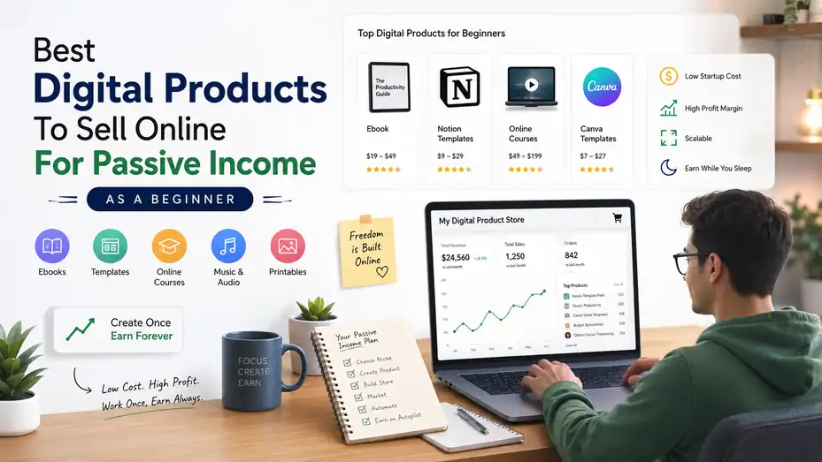 An informative illustration about Best Digital Products To Sell Online For Passive Income As A Beginner