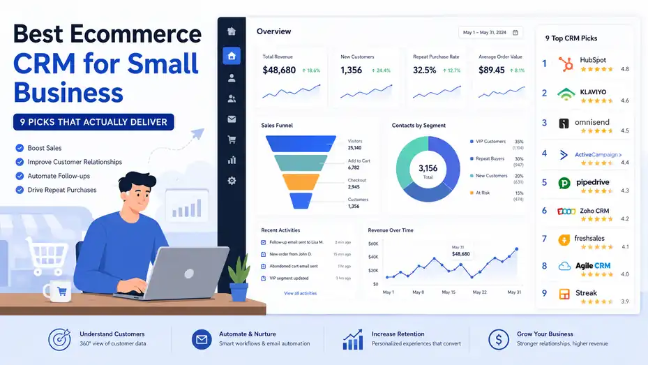 An informative illustration about Best Ecommerce CRM for Small Business: 9 Picks That Actually Deliver