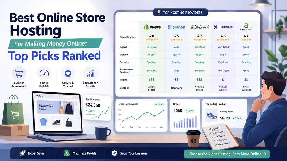 An informative illustration about Best Online Store Hosting For Making Money Online: Top Picks Ranked