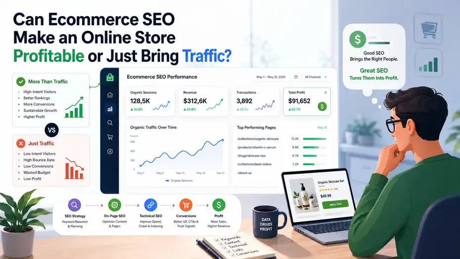 An informative illustration about Can Ecommerce SEO Make an Online Store Profitable or Just Bring Traffic?