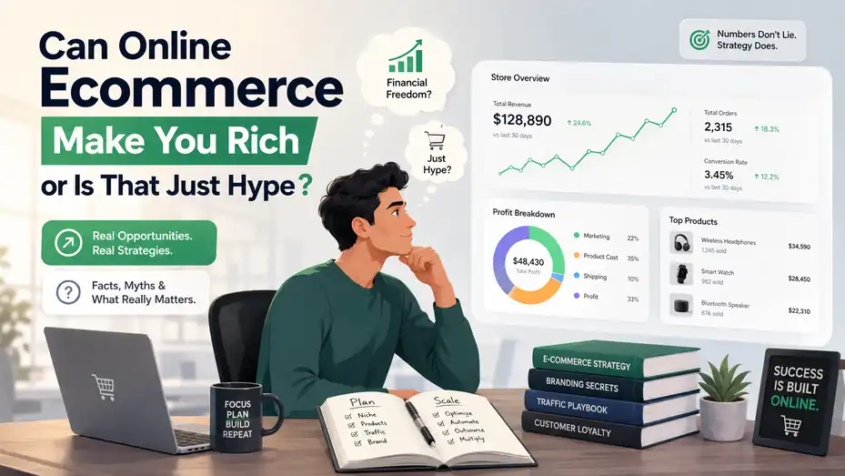 An informative illustration about Can Online Ecommerce Make You Rich or Is That Just Hype?