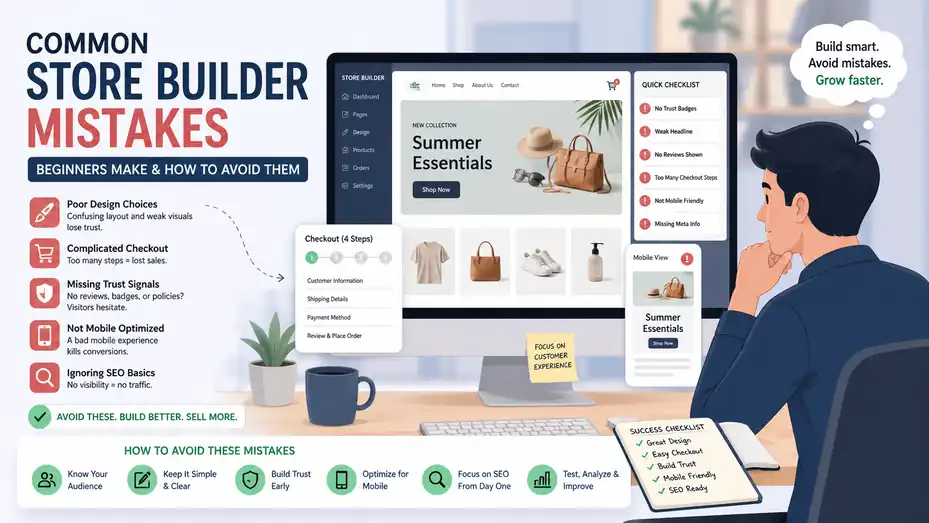 An informative illustration about Common Store Builder Mistakes Beginners Make And How To Avoid Them
