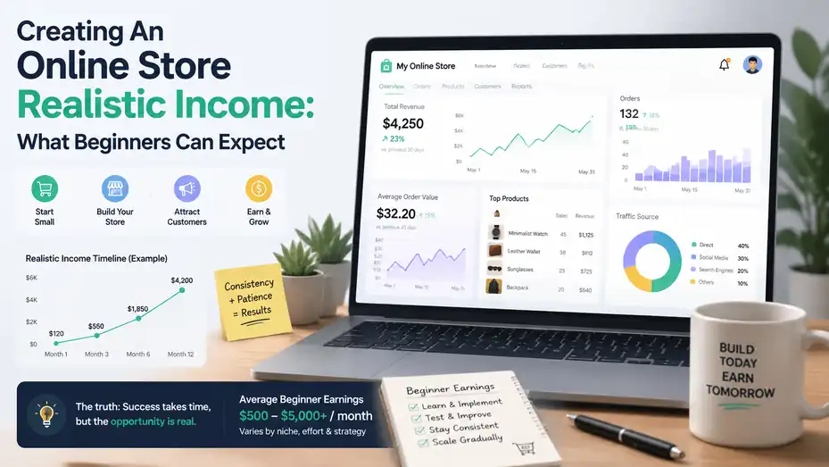 An informative illustration about Creating An Online Store Realistic Income: What Beginners Can Expect