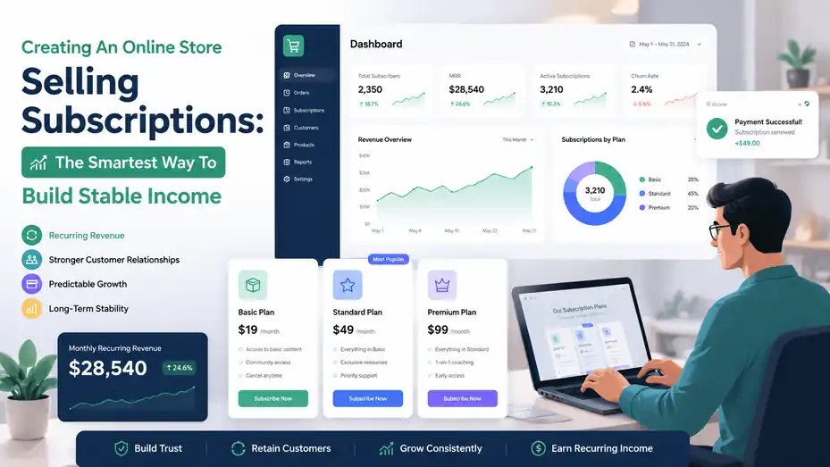 An informative illustration about Creating An Online Store Selling Subscriptions: The Smartest Way To Build Stable Income