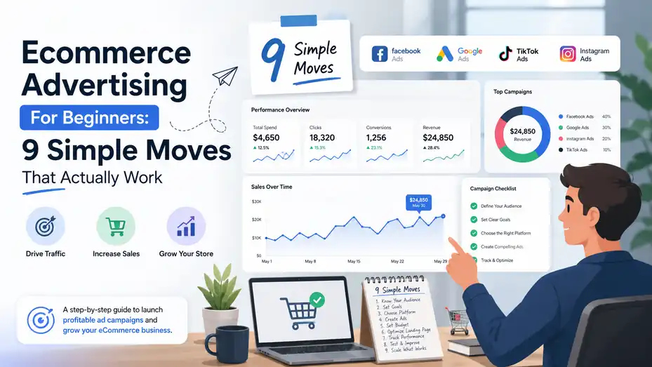 An informative illustration about Ecommerce Advertising For Beginners: 9 Simple Moves That Actually Work